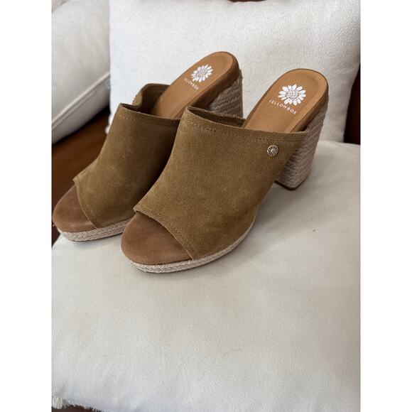 YellowBox Suede Espadrille Platform Block Heel Mule Indie Hippie Boho 9.5 NWOT - Picture 2 of 6